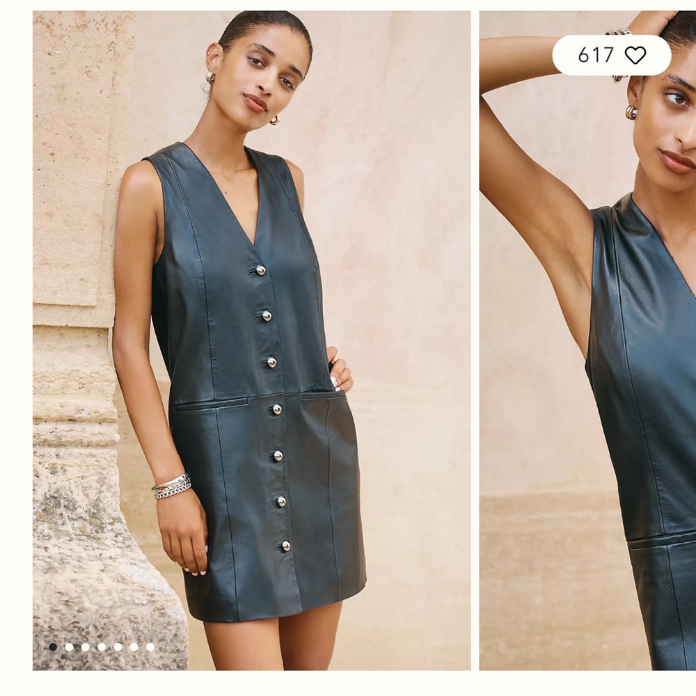 Anthropologie Leather Buttondown Mini Dress